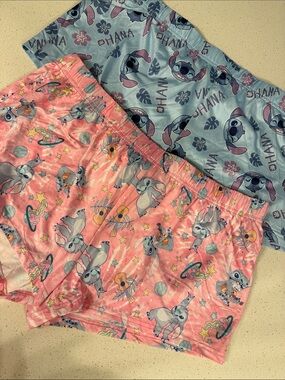 Brand New Disney Lilo & Stitch Pink and Light Blue Women's Shorts Set